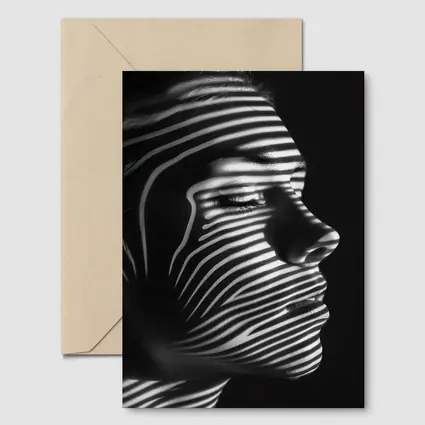 Woman Face Striped Shadow Black White