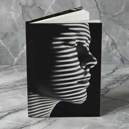 Woman Profile Striped Shadow Black White