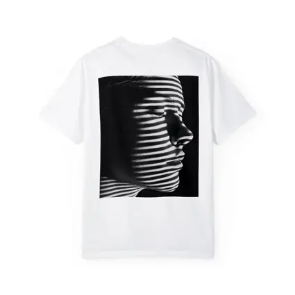Woman Profile Striped Shadow Black White