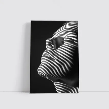 Black White Striped Light Shadow Woman Portrait