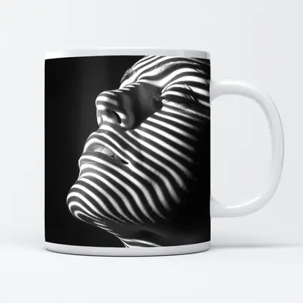 Black White Striped Light Shadow Woman Portrait