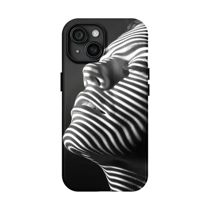 Black White Striped Light Shadow Woman Portrait