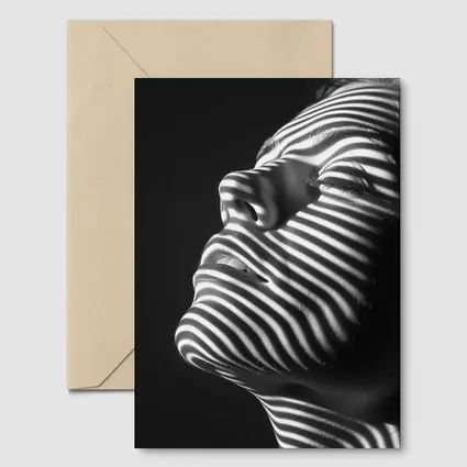 Black White Striped Light Shadow Woman Portrait