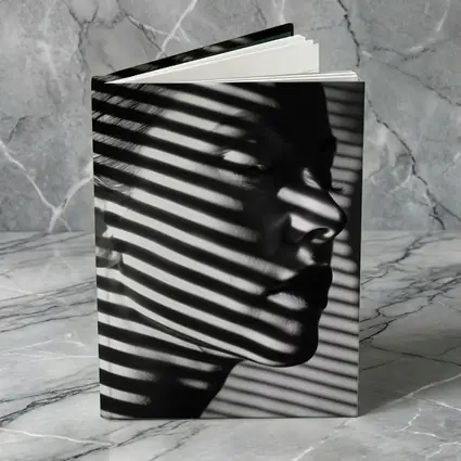 Woman Face Shadow Stripes Black White Portrait