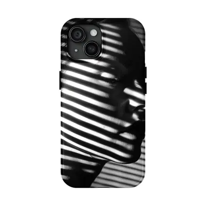 Woman Face Shadow Stripes Black White Portrait