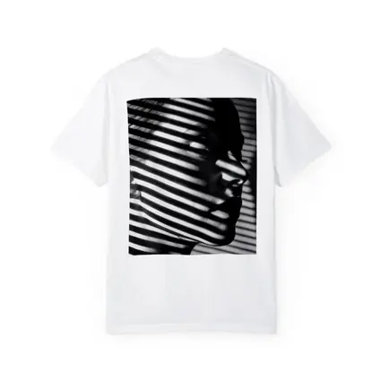 Woman Face Shadow Stripes Black White Portrait