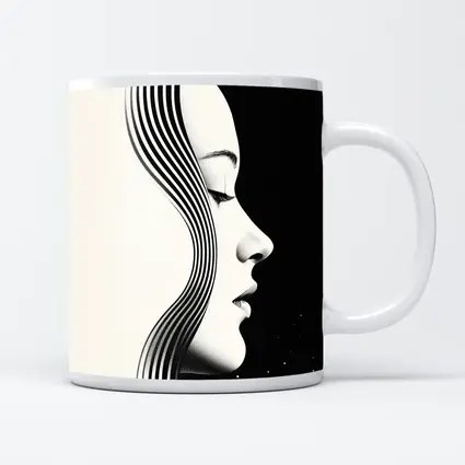 Black and White Woman Profile Line Art