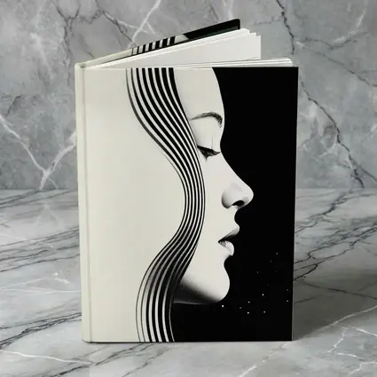 Black and White Woman Profile Line Art