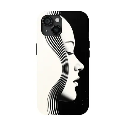 Black and White Woman Profile Line Art