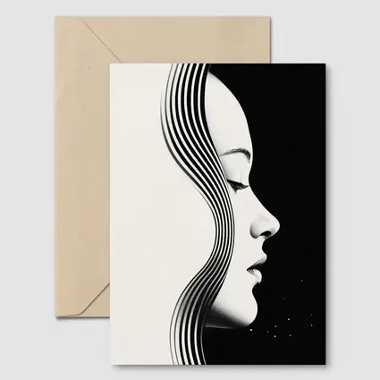 Black and White Woman Profile Line Art