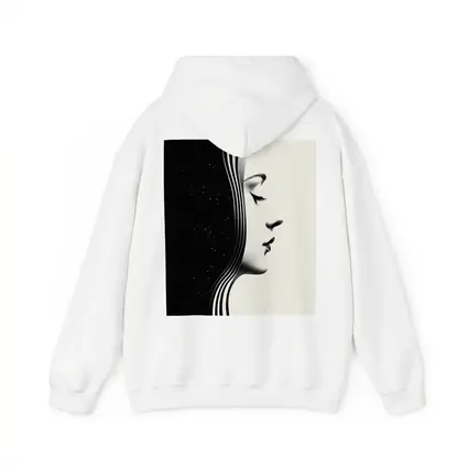 Black White Woman Profile Surreal Minimalist Art