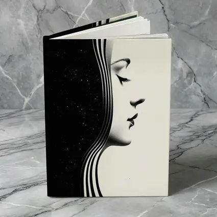 Black White Woman Profile Surreal Minimalist Art
