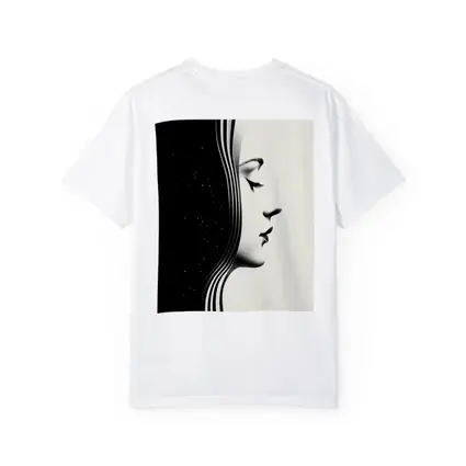 Black White Woman Profile Surreal Minimalist Art