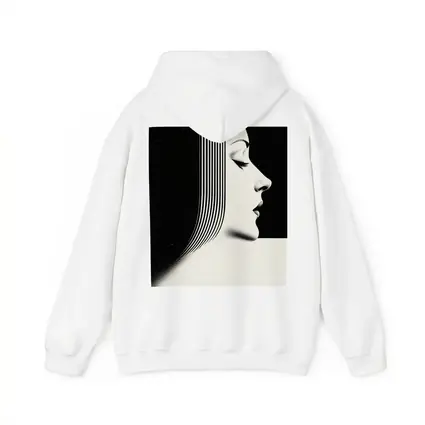 Black White Woman Profile Surreal Line Art