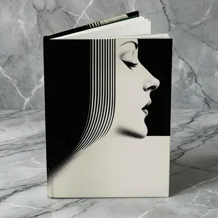 Black White Woman Profile Surreal Line Art