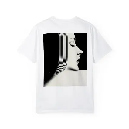 Black White Woman Profile Surreal Line Art