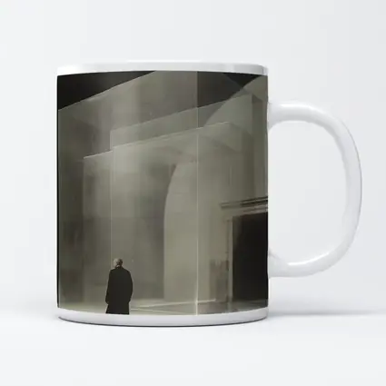 Man Walking Past Translucent Glass Architecture