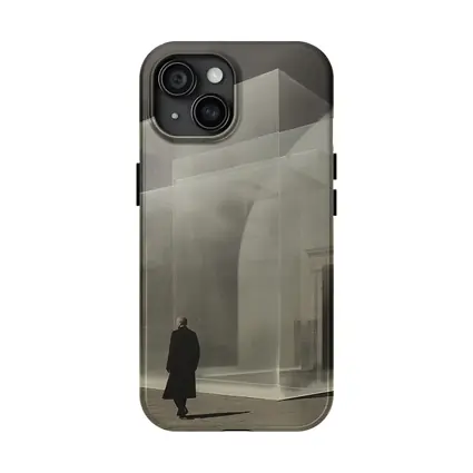 Man Walking Past Translucent Glass Architecture