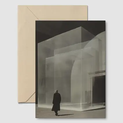 Man Walking Past Translucent Glass Architecture