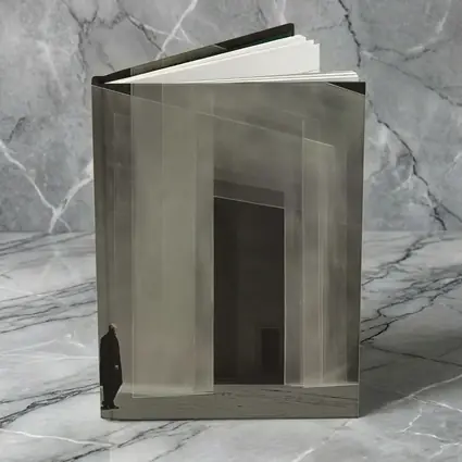 Man Standing Before Translucent Architectural Panels