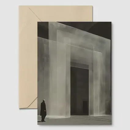 Man Standing Before Translucent Architectural Panels