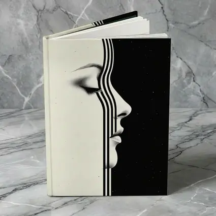 Woman Face Profile Black White Geometric Art