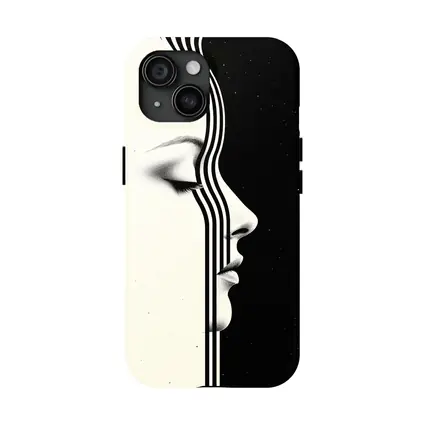 Woman Face Profile Black White Geometric Art