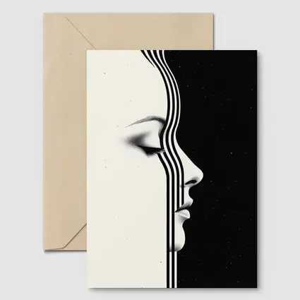 Woman Face Profile Black White Geometric Art