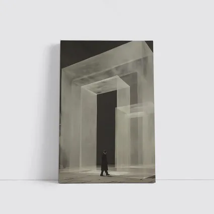 Man Walking Through Translucent Concrete Arch