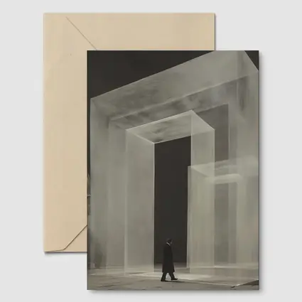 Man Walking Through Translucent Concrete Arch