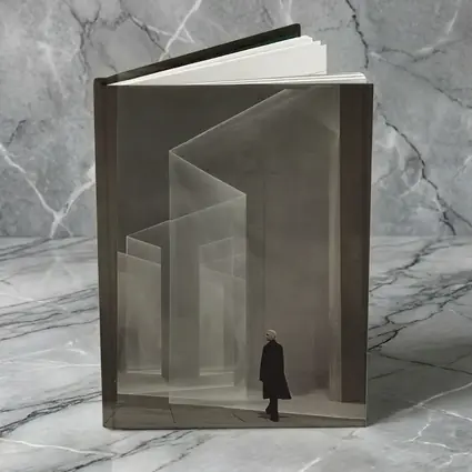 Lone Figure Ghostly Architectural Forms Minimalist