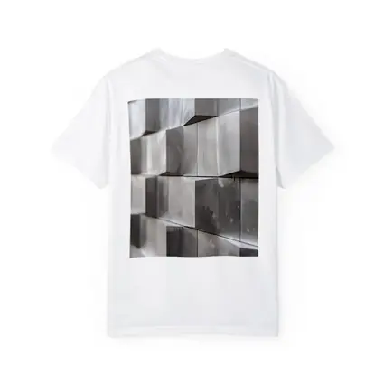 Brushed Metal Cube Grid Abstract Silver Wall