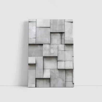 Gray Concrete Blocks Geometric Abstract Wall
