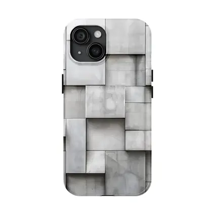 Gray Concrete Blocks Geometric Abstract Wall
