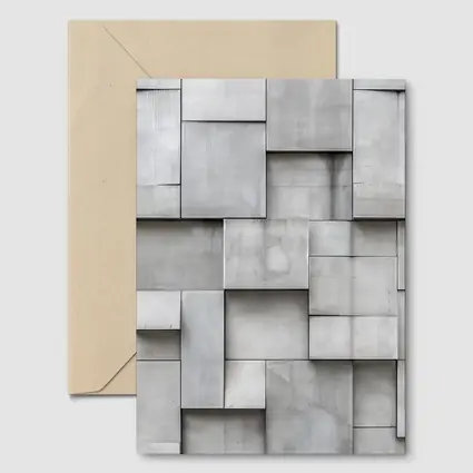 Gray Concrete Blocks Geometric Abstract Wall