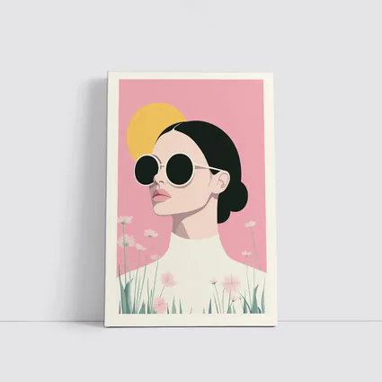Woman Sunglasses Pink Floral Minimal Fashion Art