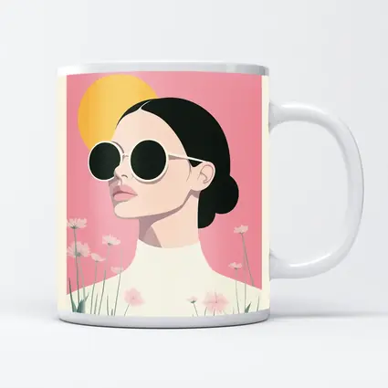 Woman Sunglasses Pink Floral Minimal Fashion Art