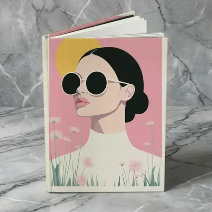 Woman Sunglasses Pink Floral Minimal Fashion Art