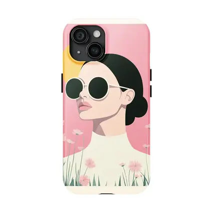 Woman Sunglasses Pink Floral Minimal Fashion Art