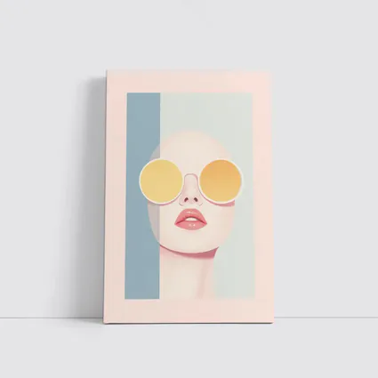 Minimalist Woman Portrait Yellow Round Sunglasses