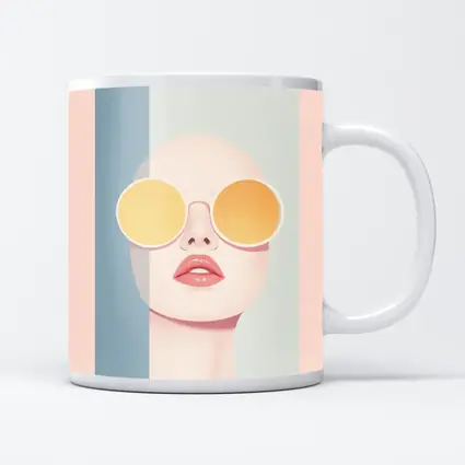 Minimalist Woman Portrait Yellow Round Sunglasses