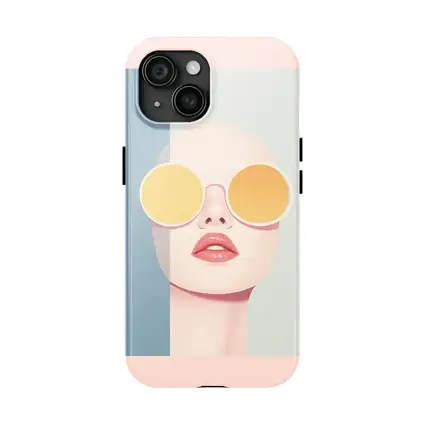 Minimalist Woman Portrait Yellow Round Sunglasses
