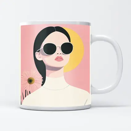 Minimal Woman Sunglasses Pink Floral Background