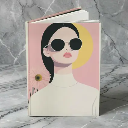 Minimal Woman Sunglasses Pink Floral Background
