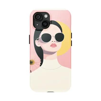 Minimal Woman Sunglasses Pink Floral Background