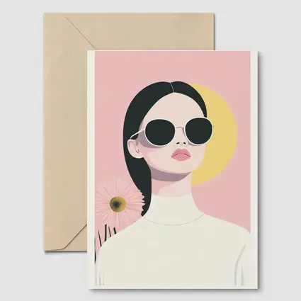 Minimal Woman Sunglasses Pink Floral Background