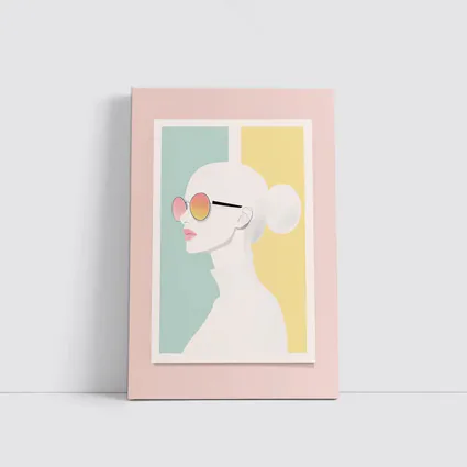 Minimalist Woman Profile Pastel Color Block