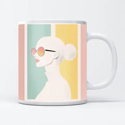 Minimalist Woman Profile Pastel Color Block