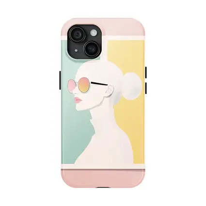 Minimalist Woman Profile Pastel Color Block