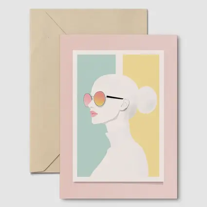 Minimalist Woman Profile Pastel Color Block